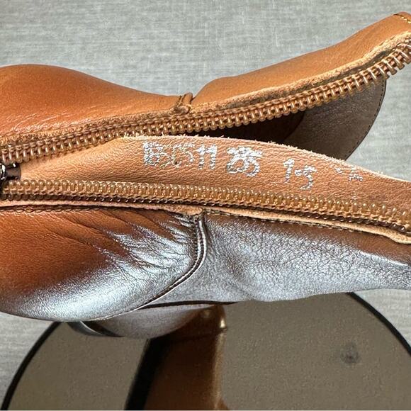 Rare HUMAND Ankle Boot Back Zip Rounded Block Heel Tan Brown Leather Woman 7.5 - Picture 13 of 13